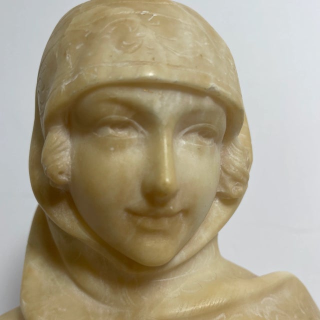 Early 20th Century Art Nouveau Style Italian Alabaster Female Bust For Sale - Image 11 of 12