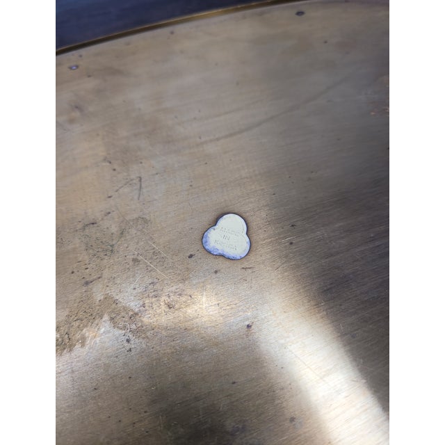 Metal Mid 20th Century Hollywood Regency Solid Brass Tray With Art Nouveau Style Handles For Sale - Image 7 of 12