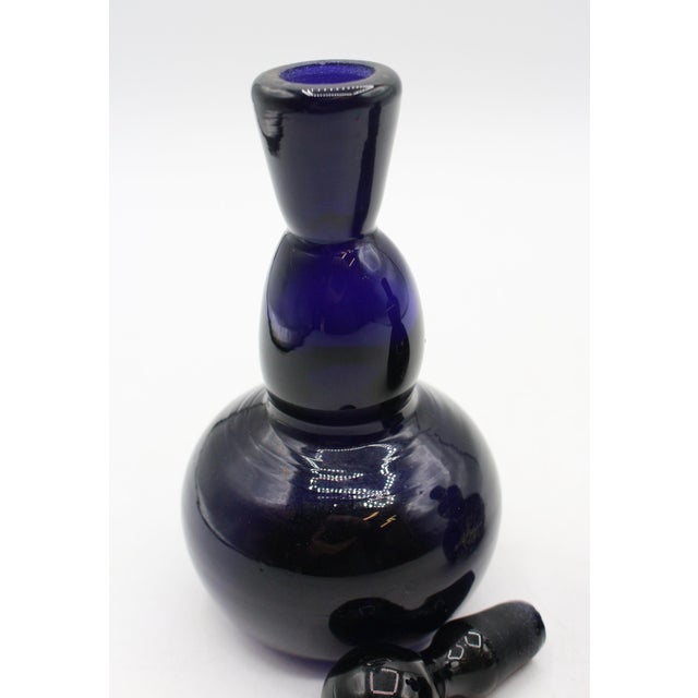Mid-Century Modern Circa 1950s Likely Danish Assembled Pair of Cobalt Glass Perfume Bottles For Sale - Image 3 of 8
