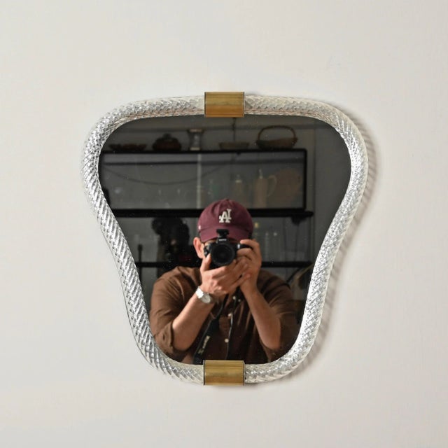 Mirror in Blown Murano Glass and Brass from Barovier, Italy, 1940s For Sale - Image 11 of 13