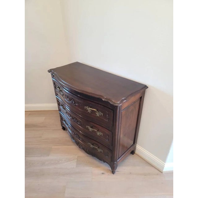 Early 20th Century Fine Antique Country French Provincial Louis XV Style Carved Solid Wood & Bronze Chest of Drawers Dresser For Sale - Image 5 of 11