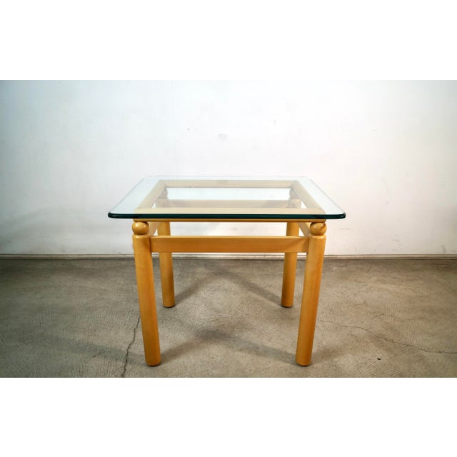 Art Deco 1990’s Postmodern Ethan Allen Solid Maple & Glass End Table For Sale - Image 3 of 12