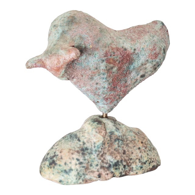 Mid-Century Modern Abstract Verdigris Green and Red Peachbloom Glazed Bull Sculpture For Sale