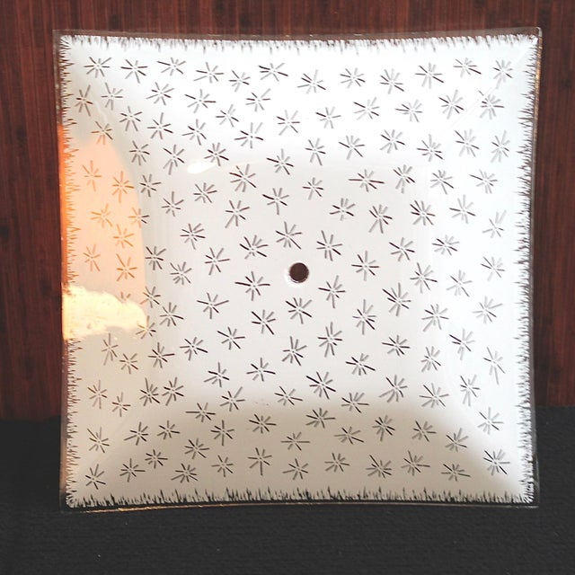 Vintage ceiling fixture glass shade features a mid-century starry sky design. Perfect for adding soft, diffused light and...