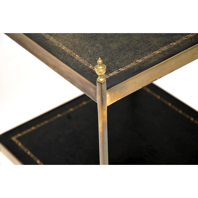 Vintage Brass and Leather Side Table, 1960s For Sale - Image 6 of 9