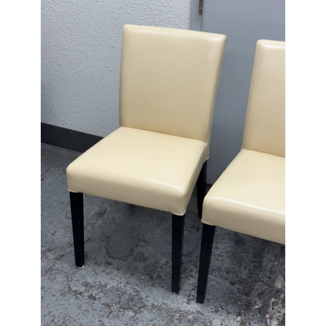 Crate & Barrel Lowe Ivory Leather Dining Chairs, Pair For Sale - Image 10 of 12