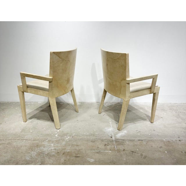 1980s 1980s Karl Springer Goatskin JMF Captains Arm Chairs For Sale - Image 5 of 13