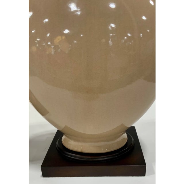 Modern Taupe Glaze Ceramic Dudley Table Lamps Pair For Sale - Image 4 of 5