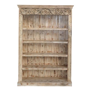 Antique Farmhouse Carved Door Frame Bookcase For Sale