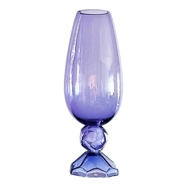 Fendi Casa Hand-Blown Vetri Glass Artístico Murano Vase, Amethyst Faceted Cut For Sale