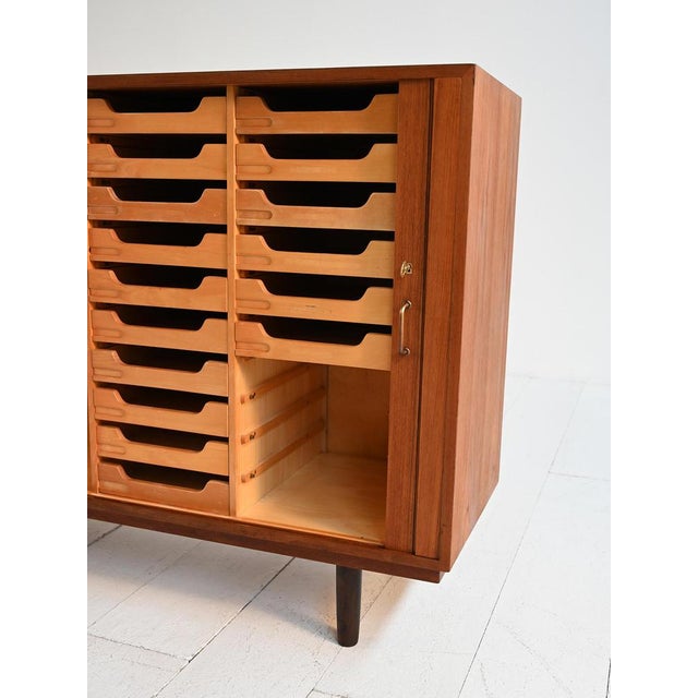 Brown Scandinavian Teak Highboard, 1950s For Sale - Image 8 of 12