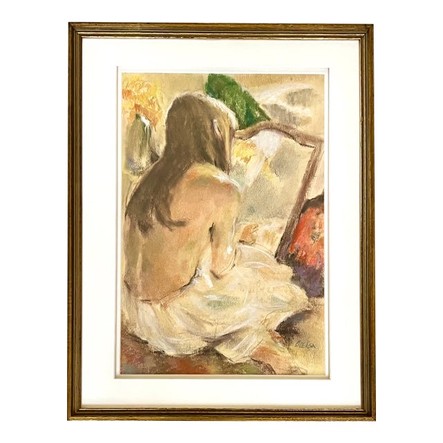 Vintage Pastel Drawing of a Woman For Sale