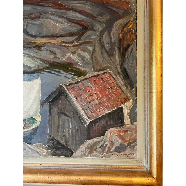 Mid-Century Modern 1940s Mid-Century Modern Swedish Oil Painting by Fritz Smedberg 1944 For Sale - Image 3 of 3