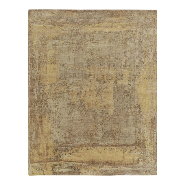 Rug & Kilim’s Modern Rug in Gold, Beige-Brown and Grey Abstract Pattern For Sale
