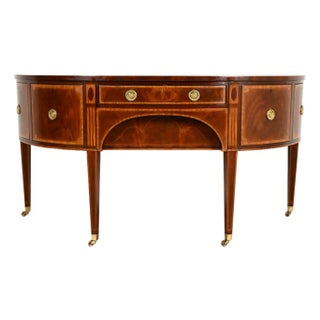 Baker Furniture Federal Inlaid Mahogany Demilune Sideboard Credenza For Sale