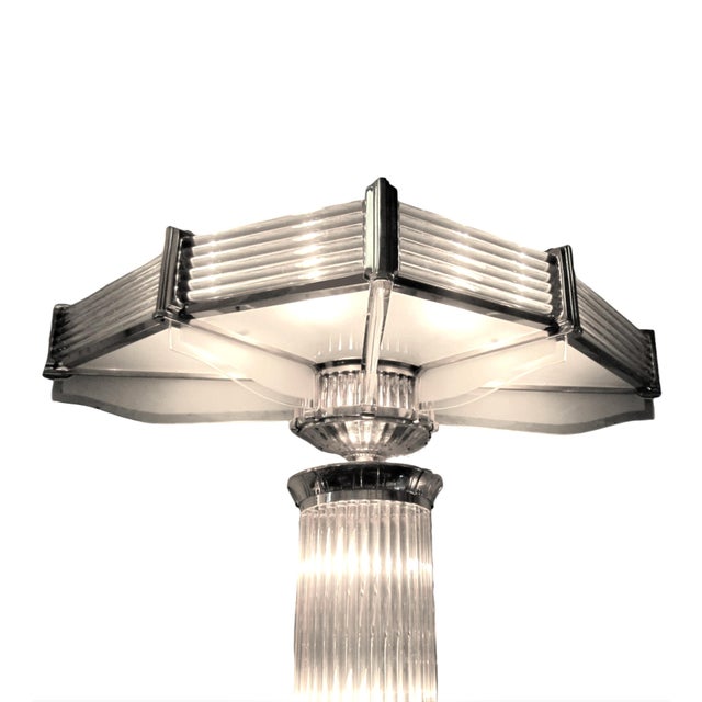 Mid 20th Century Petitot Monumental 53" Ht Pair of French Modernist Sconces Glass Rod & Nickel Bronze For Sale - Image 9 of 16