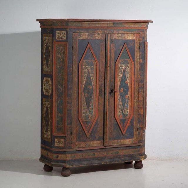 Antique Polychrome Wood Wardrobe For Sale - Image 6 of 6