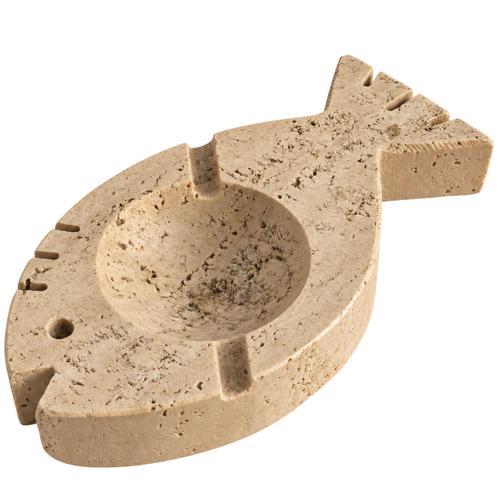 Gold Italian Travertine Marble Fish Ashtray attributed to Fratelli Mannelli, 1970s For Sale - Image 8 of 8