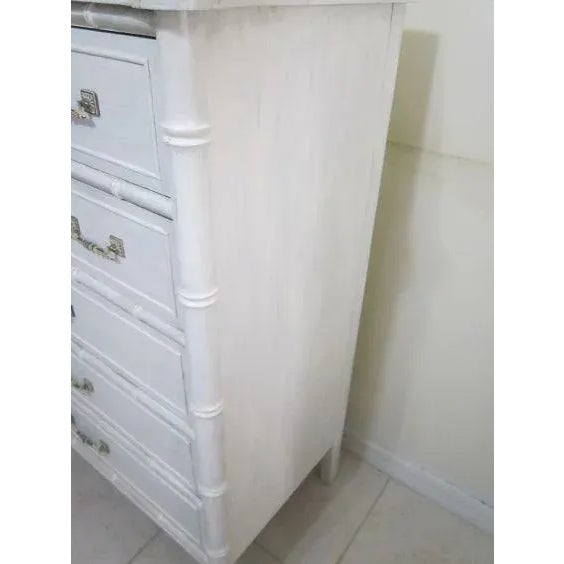 1980s Vintage Hollywood Regency Chest 5 Drawer by Henry Link White Color For Sale - Image 9 of 12