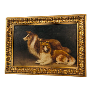 Vintage Dog Painting, Framed