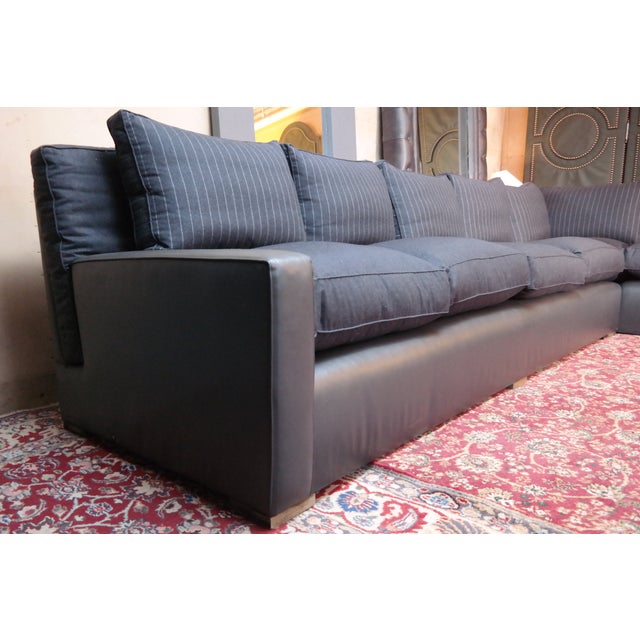 Up for grabs here is a sublime large 7 seater george smith sofa in stunning dark grey wool and super leather. condition:...