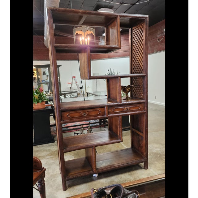 Asian Latticwork Etagere Bookcase For Sale - Image 4 of 6