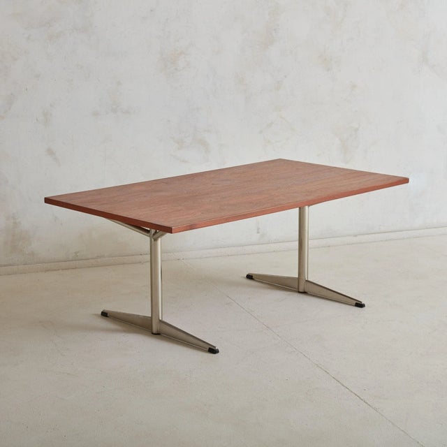 Arne Jacobsen Arne Jacobsen Style Rectangular Chrome + Wood Coffee Table, Denmark For Sale - Image 4 of 11