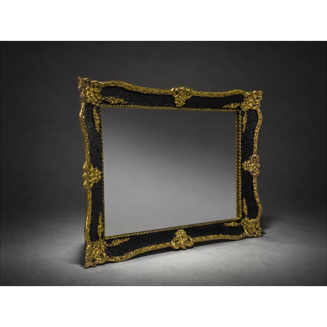 1990s Ornate Black and Gold Antique-Style Wall Mirror For Sale - Image 5 of 6
