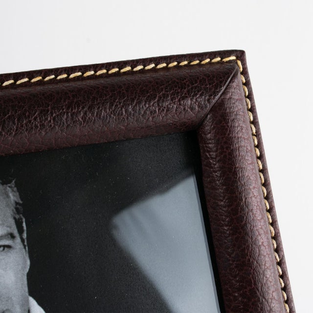 Modernist Maroon Leather Picture Frame, France circa 1950 For Sale In Atlanta - Image 6 of 9