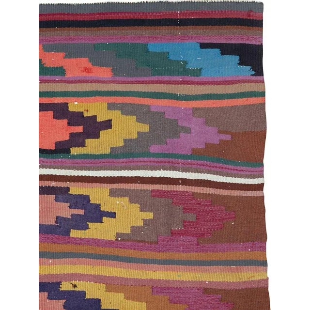 Mid-Century Modern Vintage Persian Flatweave Kilim Rug – Size: 4" X 5' 10" For Sale - Image 3 of 4