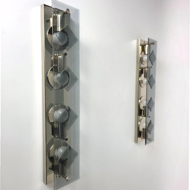 Mid-Century Modern Wall Lights in Smoke Glass with Chrome by Sische, 1970s, Set of 2 For Sale - Image 7 of 9