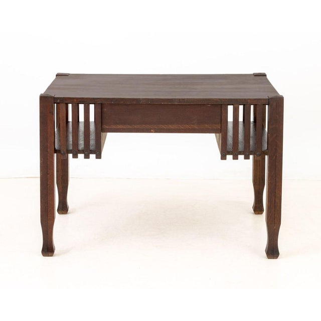 Brown j.m. Young and Sons Arts and Crafts Oak Desk For Sale - Image 8 of 9