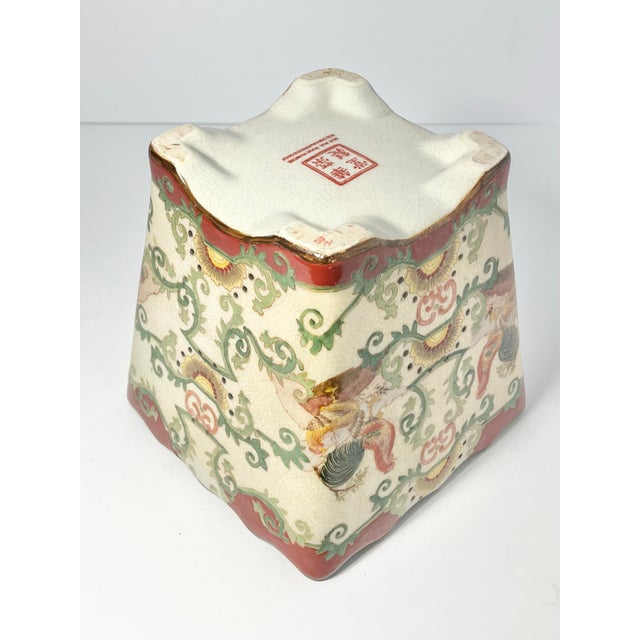 Vintage Ceramic French-Style Chinoiserie “Rooster” Jardinière Cachepot Planter For Sale In Dallas - Image 6 of 8
