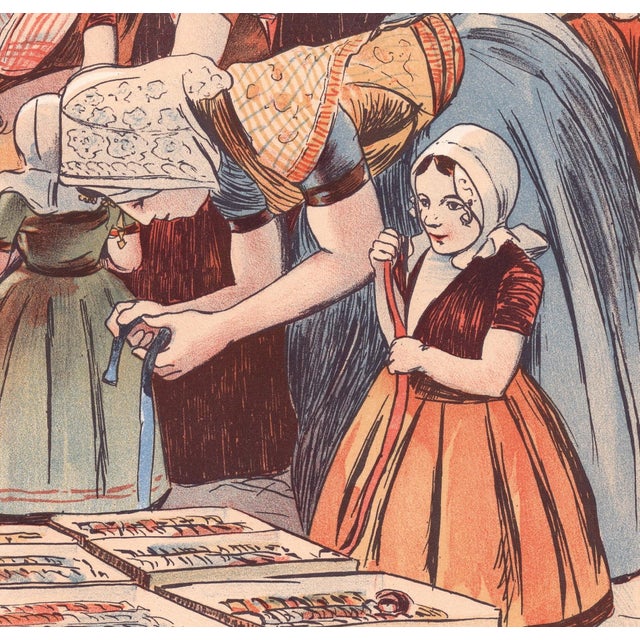 Fernand Piet, A Market in Zeeland, 1898, Original Lithograph For Sale - Image 4 of 9