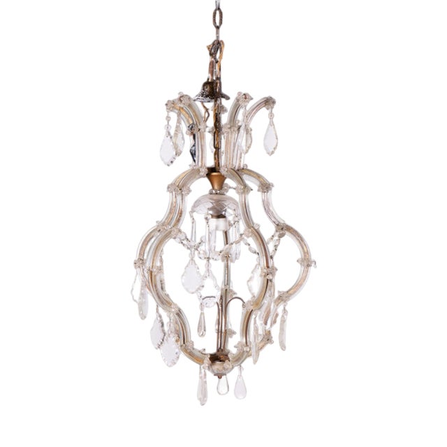 Vintage Glass Pendant with Crystal Pendants For Sale