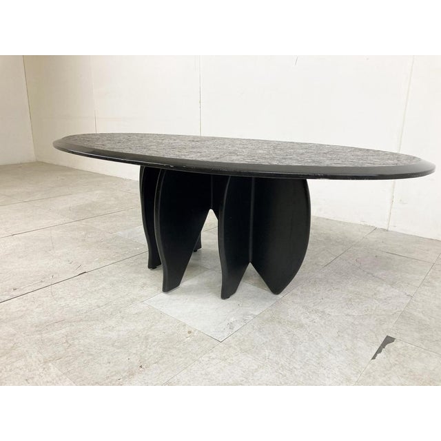 Vintage Black Stone Coffee Table, 1980s For Sale - Image 9 of 12