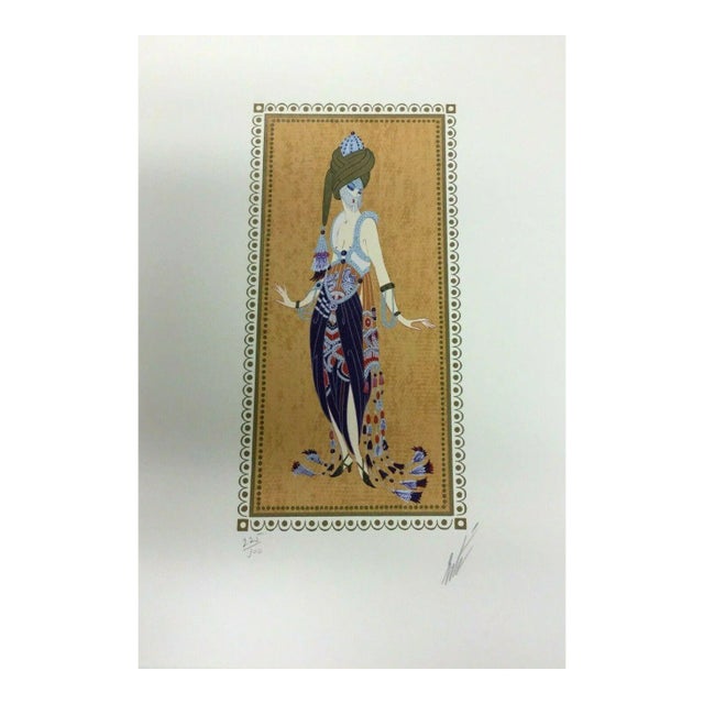 Mid Century Modern Deco Unframed Thousand & One Nights Erte Signed Lithograph For Sale