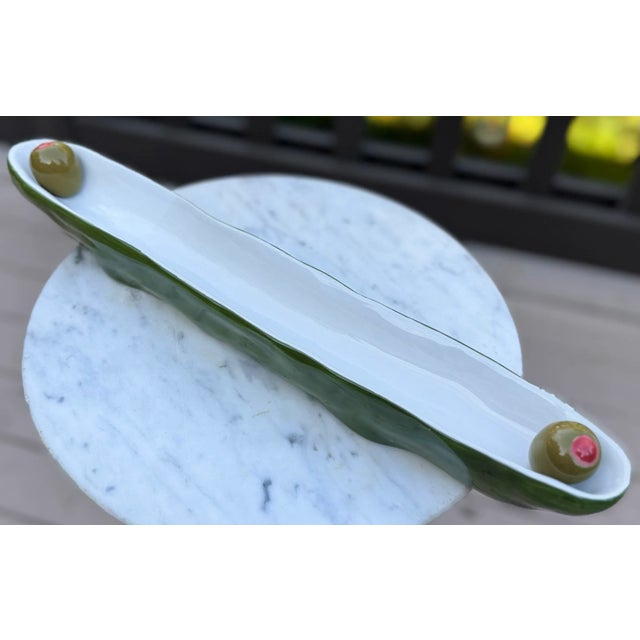 Vintage Trompe L’Oleil Olive Server For Sale - Image 12 of 17