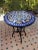 round blue tiles table for An indoor / outdoor glazed Moroccan mosaic table, A very simple style, but with great...