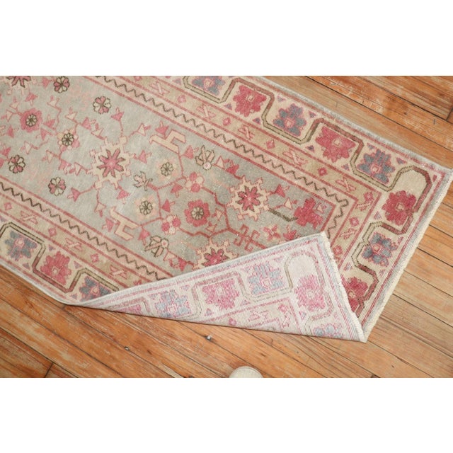 Vintage Zabihi Collection Light Green Pink Khotan Runner - 2'3" x 11'6" For Sale In New York - Image 6 of 9