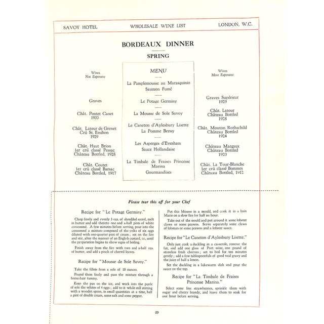 "A Book of Wine and the Wholesale Prices of Wines in the Savoy Cellar" 1937 For Sale - Image 12 of 16