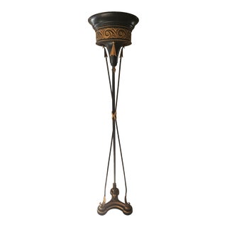 Early 20th Century Antique Empire Style Iron Torchiere Lamp For Sale