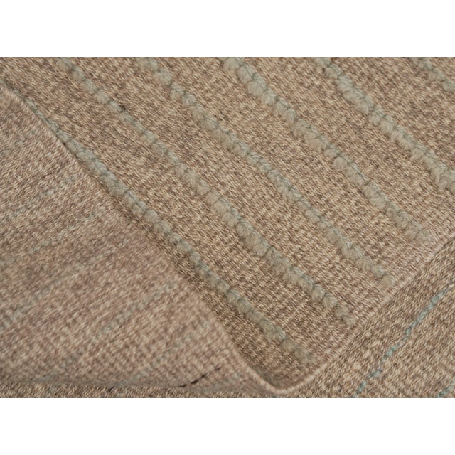 1970s Vintage Handmade Wool Cotton Beige Runner Rug For Sale In San Francisco - Image 6 of 11
