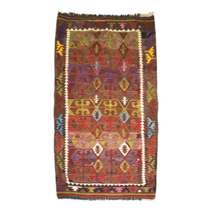 Mid Century Turkish Kilim Accent Rug, 4'4'' X 7'