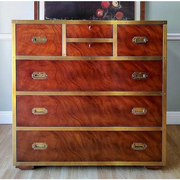 This handsome Campaign dresser is made by Ralph Lauren in the Cape Lodge Collection. It is one of the earliest pieces made...