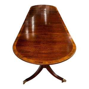 19th Century Regency Mahogany Triple Pedastal Banquet Table