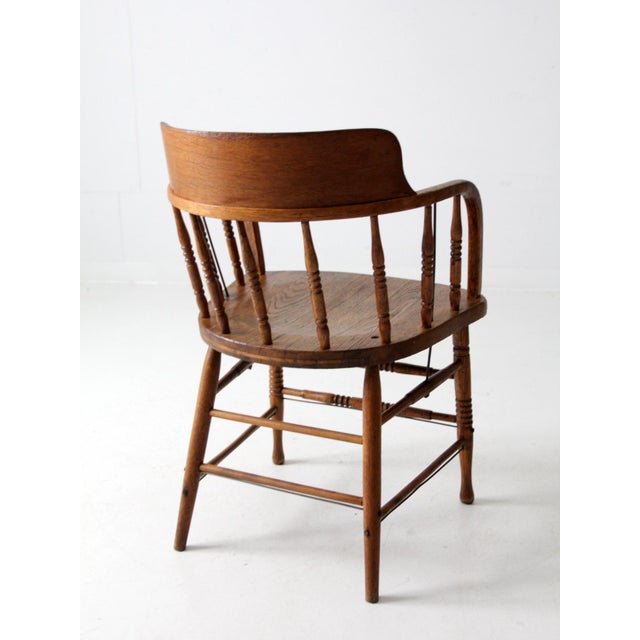 Brown Antique Captains Chair For Sale - Image 8 of 12