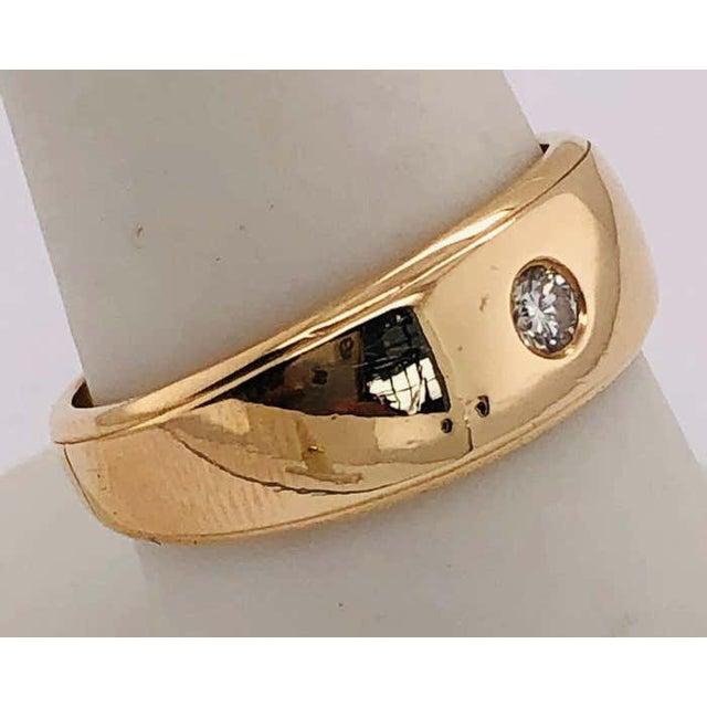 14 Karat Yellow Gold Band Ring With .15 Carat Center Diamond Round For Sale - Image 9 of 9