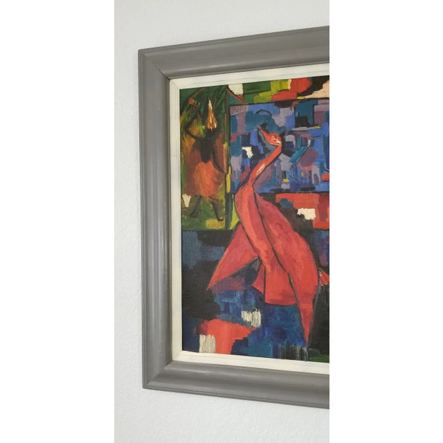 Wood 1970 Vintage D Ford Cubist Shape Colorful Painting For Sale - Image 7 of 13
