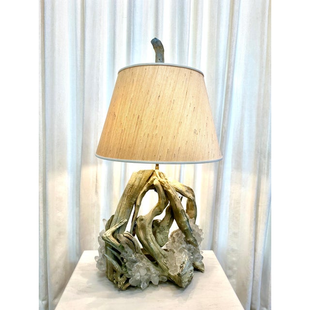 Vintage Driftwood Lamp w/ Encrusted Quartz Crystal Shards For Sale - Image 10 of 12
